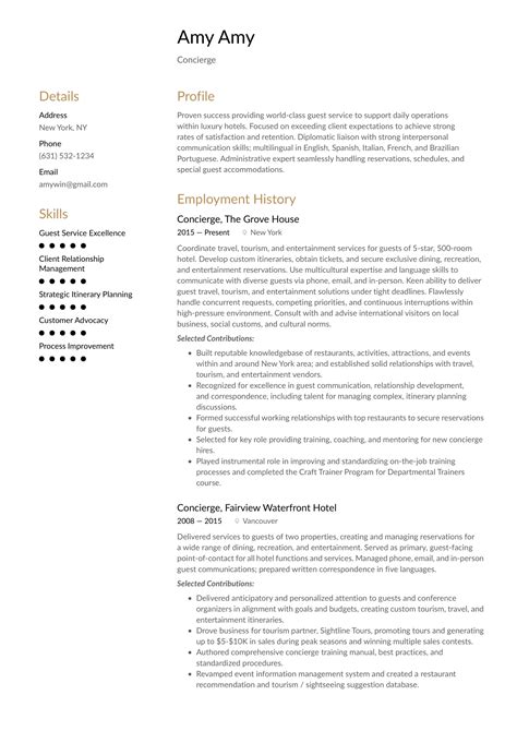 lobby concierge resume examples|How to Write an Effective Concierge Resume (With Examples).